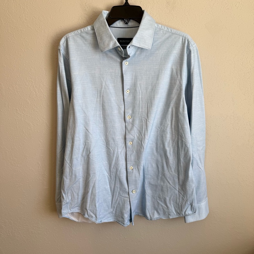 Bugatchi Light Blue Casual Button-Down Shirt